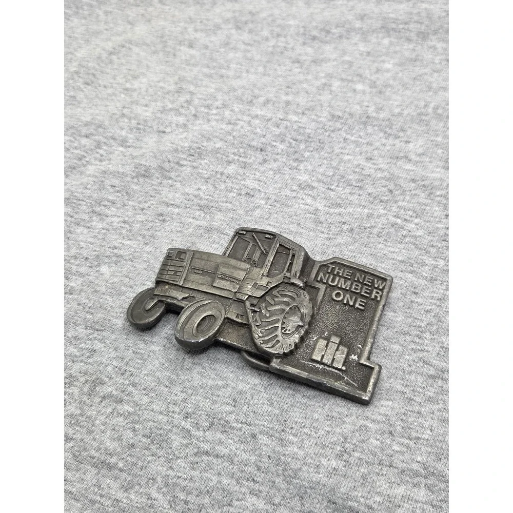 Vintage International Harvester New Number One Tractor Pewter Belt Buckle Farm